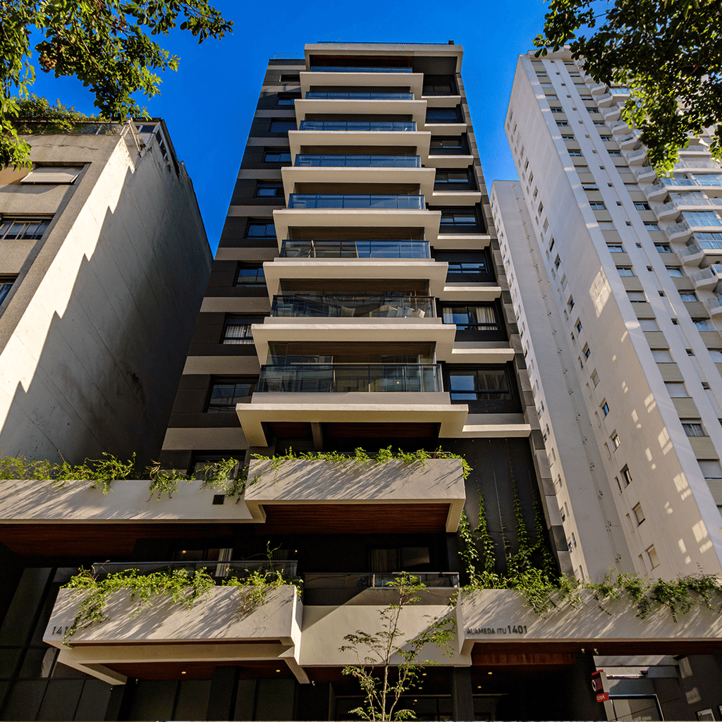 Fachada da Vila 11 Alameda Itu, empreendimento residencial com apartamentos para alugar em São Paulo.